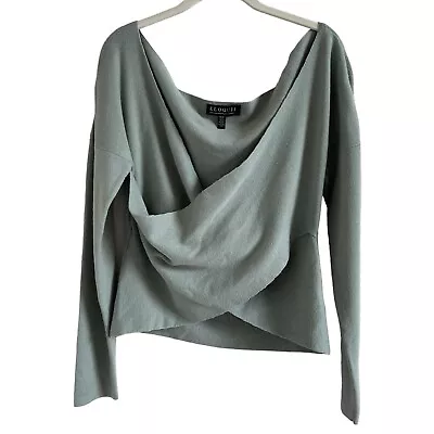 ELOQUII Wrap Front Cropped Sweater Pale Green Sz 18/20 Plus Size Ballet Spring • £27.96