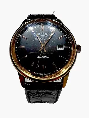 Men’s Rotary Avenger Watch (14666) With Black Leather Strap & Rose Gold Face • £29.99