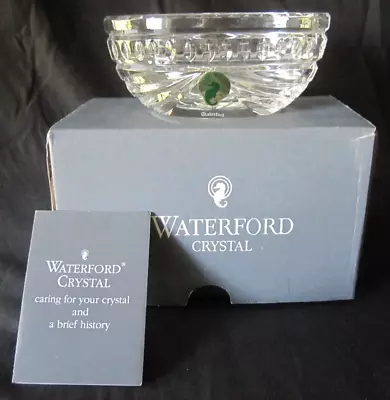 New Waterford Crystal 5 X2.75  Oval Overture Pattern Candy Nut Dish Bowl Org Box • $35