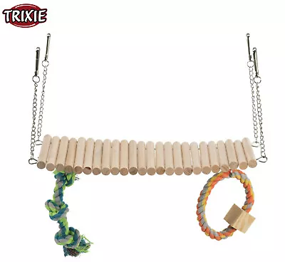 Trixie Natural Wooden Small Animal Hamster Suspension Bridge Hanging Cage Toy • £12.99