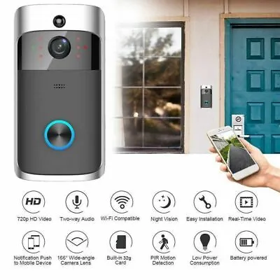 Wireless Smart WiFi DoorBell IR Video Visual Camera Intercom Home Security Kit • $29.11