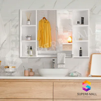 Bathroom Mirror Cabinet Vanity Wall Medicine Shaving Storage Organiser Rack WH • $119.59