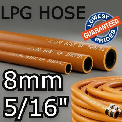 8mm Orange LPG Gas Hose Pipe  Propane Butane Gas Camping Caravan BBQ 5/16  • £7.88