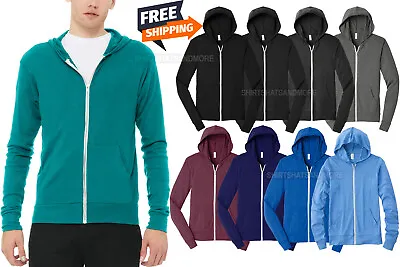 Men's Triblend Full Zip Lightweight Hoodie Soft Blended Hooded Jacket XS-2XL • $28.99