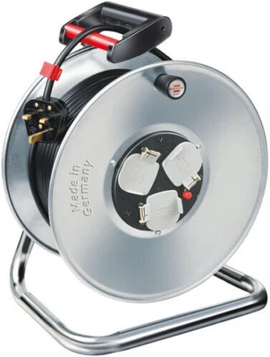 £59.95 • Buy Heavy Duty 50m Extension Reel Lead 3 Gang Way Steel Rustproof Cable 3 Sockets