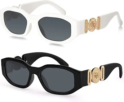Sunglasses Womens Mens Retro 90s Rectangle Small Sunglasses For Ladies Fashion • £15