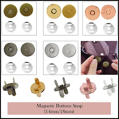 £2.69 • Buy 14/18mm Magnetic Clasp Snap Fastener Buttons For Leathercrafts Handbags Purses