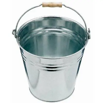 12l Galvanised Metal Bucket Steel Heavy Duty Wooden Handle Fire Garden Strong • £6.95