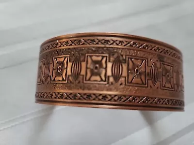 Vintage Stamped Solid Copper Wide Cuff Bracelets   • $14