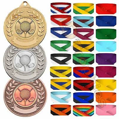 Golf Medals & Ribbons Golf Medal Packs Various Sizes & Colours Golf Awards • £14.50