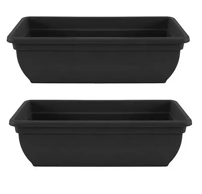 2 Black Trough Plant Pot Plastic Winchester Bel Garden Flower Patio Planter 60cm • £9.49