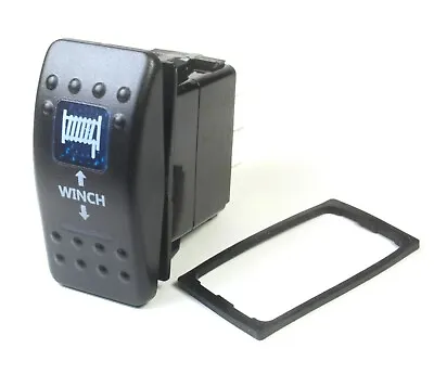 Winch Lighted Blue MOMENTARY Rocker Switch DPDT 20A 12VDC Lens Up/Down 7pin • $9.75