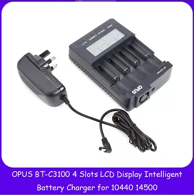 OPUS BT-C3100 4 Slots LCD Display Intelligent Battery Charger For 10440 14500 UK • £50.28