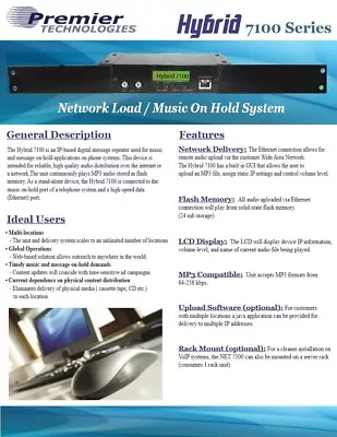 Premier Technologies HRL 7100 Hybrid Music On Hold For Phone System • $44.32