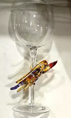 1  Yurana Design 8.5  Wine Glass With Multicolored Lobster Figured Stem  NEW • $22