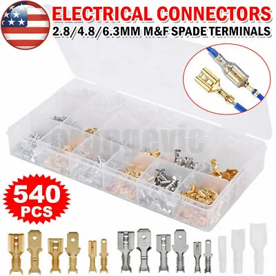 540pcs Automotive Electrical Wire Connectors Kit Male Female Spade Terminal Set • $13.99