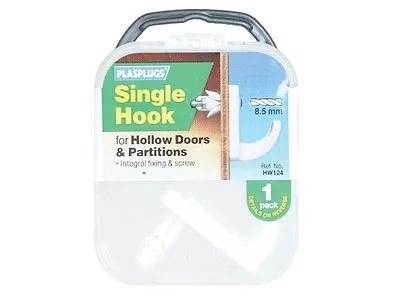  Plasplugs Single Hook For Hollow Doors & Partitions Integral Fixing & Screw • £4.35