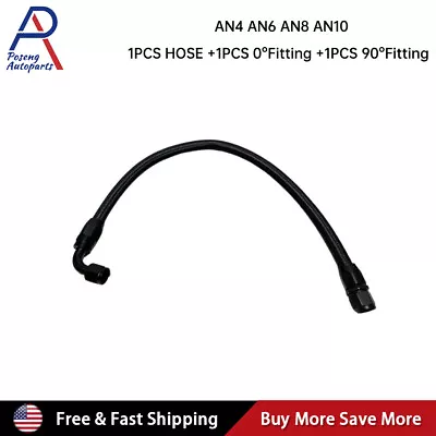 Black Fuel Hose Oil Fuel Gas Line AN6-AN8-AN10 Nylon Braided Stainless Steel • $17.95