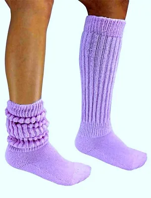 2 Pr Lt Purple Slouch To Knee Socks Hooters Uniform Soccer Warm Cozy Long Walk • $21.99