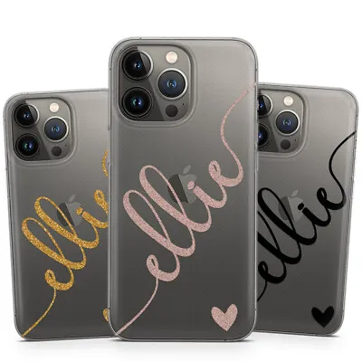 £6.95 • Buy PERSONALISED NAME Black Rosegold Heart GEL PHONE Case For NEW IPHONE 14 13 12 11