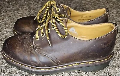 VTG Dr Martens Made In England US 6 Brown Leather Oxford Shoe • $32.99