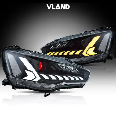 VLAND LED Headlights For 08-17 Mitsubishi Lancer EVO X Clear Marker Sequential • $529.99