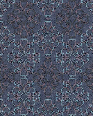 EDEM 85037BR32 Baroque Wallpaper With Metallic Accents Blue Turquoise Purple 5.33 M2 • £16.50