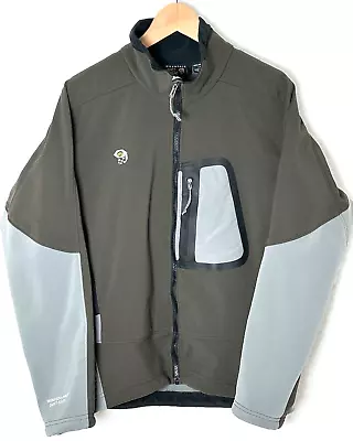 Mountain Hardwear Windstopper Soft Shell Jacket Large Gray Olive Brown Full Zip • $59.88