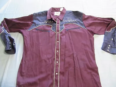 Mens Vtg Mid West Garment Co Western Rockabilly Pearl Snap Shirt Sz XL • $22