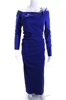 Nicole Miller Womens Blue Structured Off Shoulder Gown Size 6 12558421 • $104.01