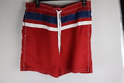 Merona Mens Swimsuit Size XL 40-42 Red/White/Blue Stripes.  #0117 • $9