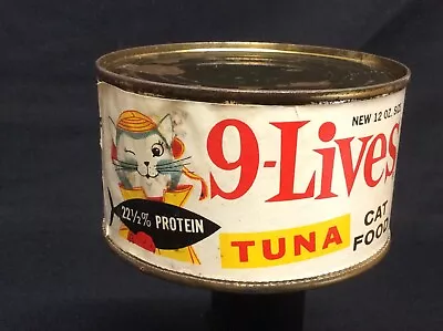 Vintage 1964 9 Lives Cat Food Before Morris Can Tin Metal Star - Kist • $45