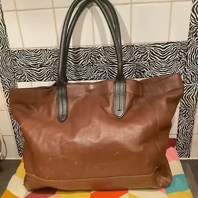 M&s Autograph Tan Brown Leather Used Soft Slouchy Hobo Bag Final Price • £20