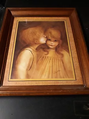 Vintage Margaret Kane “Big Eyes A Little Kiss First Love” Framed Picture • $19.99