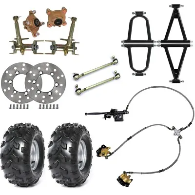 Go Kart Front Suspension Swingarm Wheels Hub Disc Brake Kit ATV 4 Wheeler Quad • $138.67