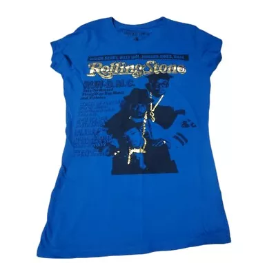 Rolling Stone Graphic T-Shirt Run DMC UB40 Billy Idol Gold Foil Jrs Size L Blue  • £12.64