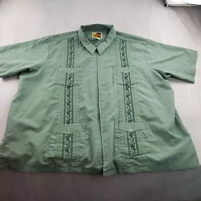 Vintage Haband Guayabera Short Sleeve Zip Front Vacation Shirt 4 Pocket 3XL • $15.39