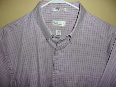 Men's VAN HEUSEN PinPoint Oxford Button Shirt XL (17)  Length 31   FREE SHIPPING • $11