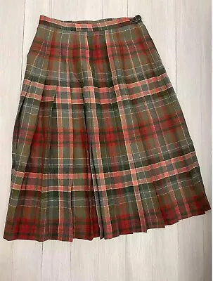Vintage Hector Russell Kiltmaker Scottish Wool Plaid Kilt Skirt • $48