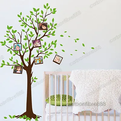 Green Family Tree Photo Frames Wall Stickers Art Decal Mural Wallpaper Decor • £9.98
