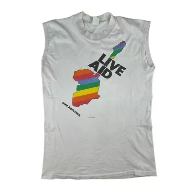 Rare Vintage 1985 Live Aid Philadelphia Concert Sleeveless T-Shirt Men's Large • $111.99