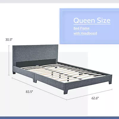 Twin/Full/Queen Size Bed Frame Steel W Headboard Upholstered Platform Heavy Duty • $169.99