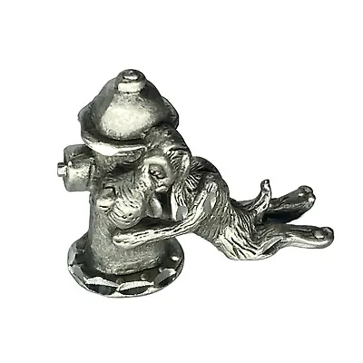 Vintage Cuteri Pewter Miniature Dog Hugging Fire Hydrant • $8.45