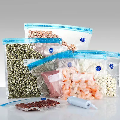 5pcs Food Sealer Bags Dual Sealing Zippers Good Seal Performance Vacuum Sealer • $14.36