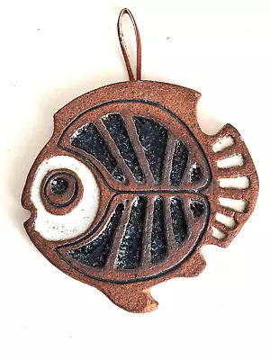 Vintage Victoria Littlejohn Stoneware Art Pottery Trivet Wall Hanging Fish MCM • $22