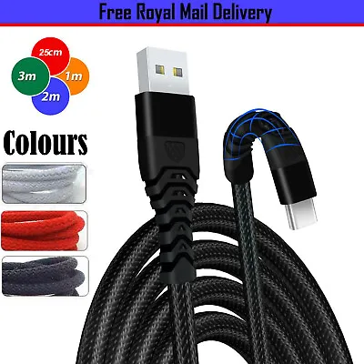 High Quality USB Type C Charging Cable Braided Phone Charger Long Lead 1m 2m 3m • £2.99
