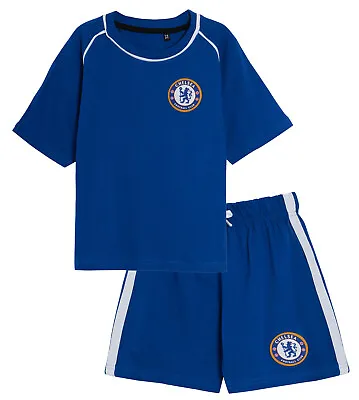 Kids Chelsea FC Short Pyjamas Boys Premiership Football Club Kit Shorts T-shirt • £11.95