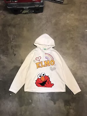 Vtg 08 Elmo Streetwear Fleece Hoodie Urban Fashion Popup Embroidered Sweatshirt • $20