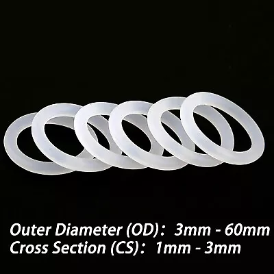 White Silicone Rubber O-Rings 3mm 4mm 5mm 6mm - 60mm OD 1mm - 3mm Cross Section • £1.50