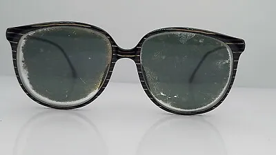 Vintage Terri Brogan 8694 Black Striped Oval Sunglasses FRAMES ONLY Yugoslavia • $20.40